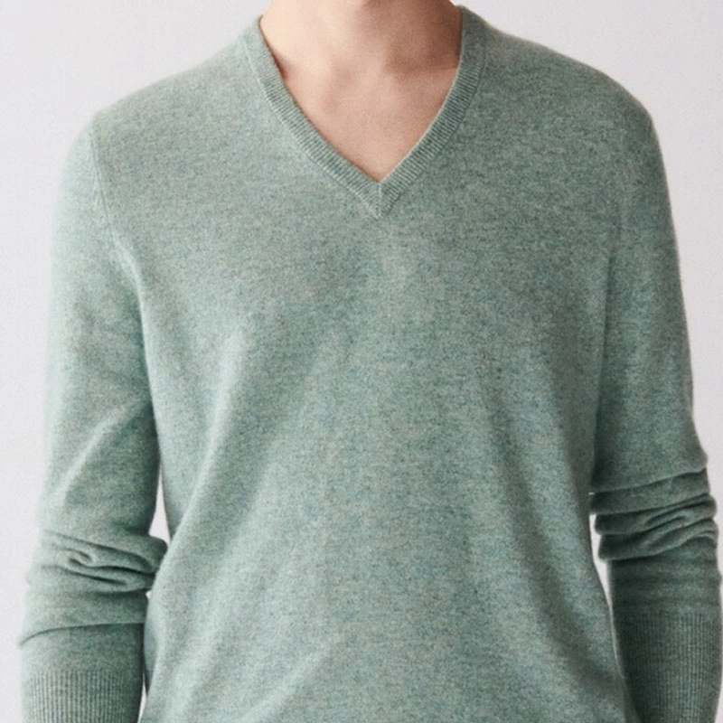 Fashion Clothing 100% Cashmere V-Neck Men Pullover Sweater Knitted Apparel