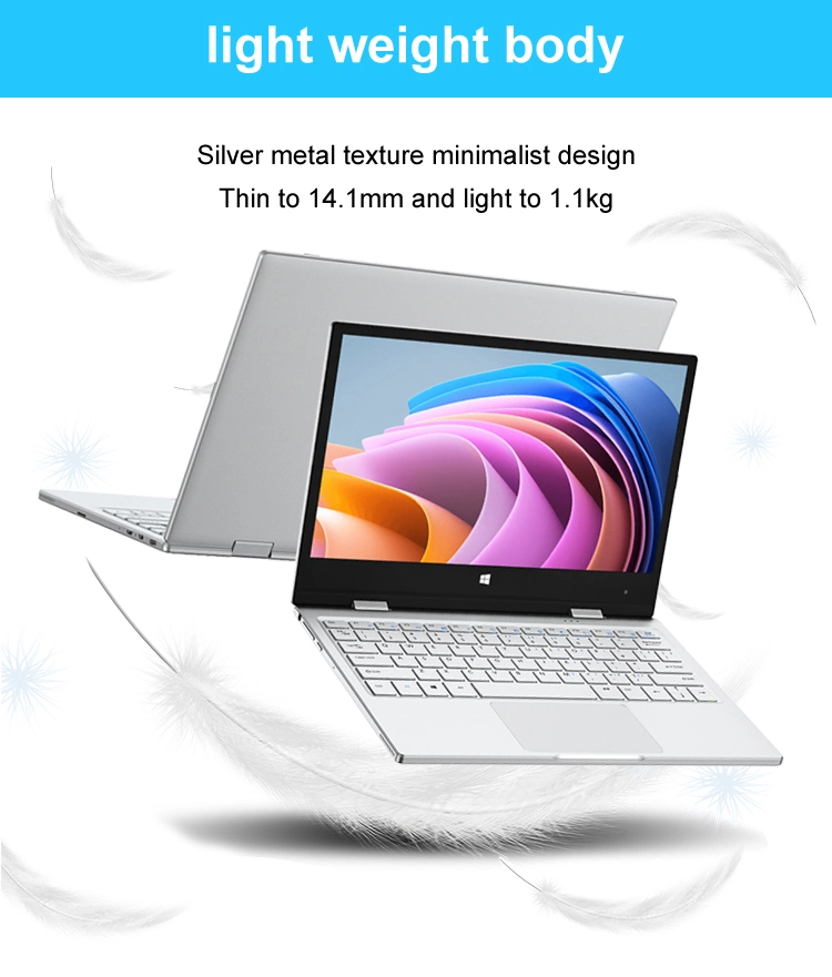 شاشة لمس Vtex Brand جديدة بحجم 11.6 بوصة من نوع Metallic Shell N6000 Mini محمول Yoga 360 درجة 8g 16G سعة 256 جيجا بايت 512 جيجا بايت كمبيوتر محمول