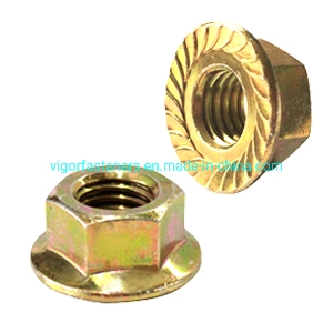 Hex Flange Nuts DIN6923 Yellow Zinc Plated Hex Nuts Hexagon Nuts Wheel Nuts Motorcycle Accessories Auto Parts