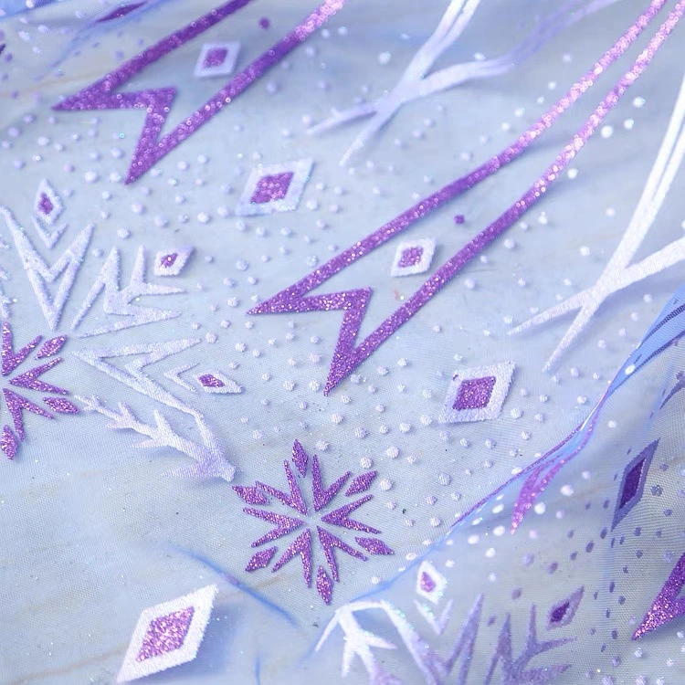 Organza Glitter Foil Print Polyester Bronzing Design Fabric for Girl&prime; S Dress Decoration DTY Craft