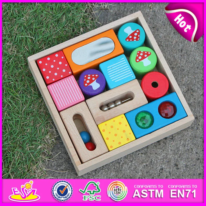 2015 Colorful Kids Wooden Game Block Puzzle, DIY Children Wooden Block Puzzle Toy, Interesting Block Puzzle in Wooden Box W13A069