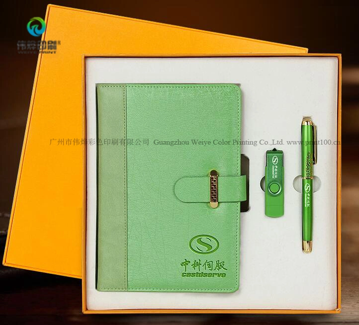 Aniversario Business Notebook regalo de promoción conjunto con el lápiz y USB.