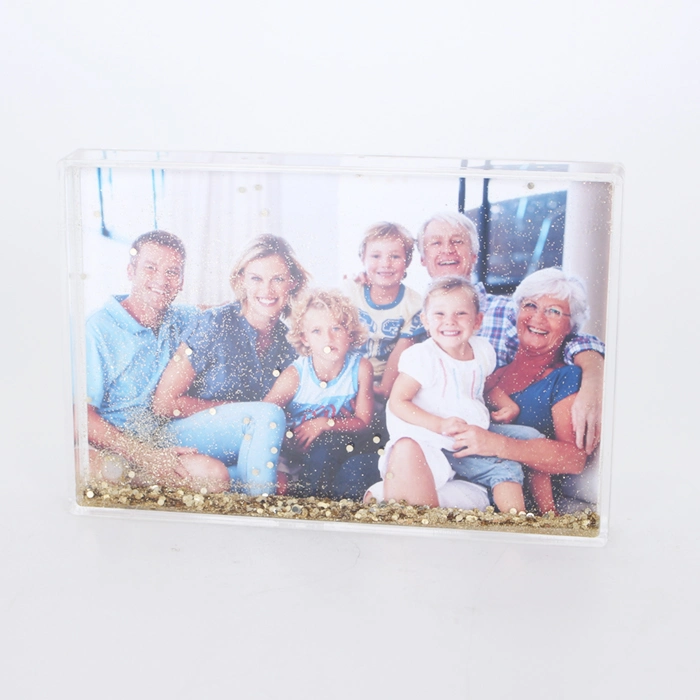 Rectangle Plastic Acrylic Water Photo Frame with Liquid Snow Globe