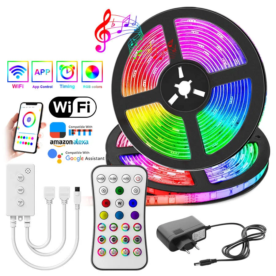 High Quality WiFi Control Waterproof 12V 5V Car Bar Birthday Decoration 2835 5050 RGB Color LED Tube Strip Rope Light