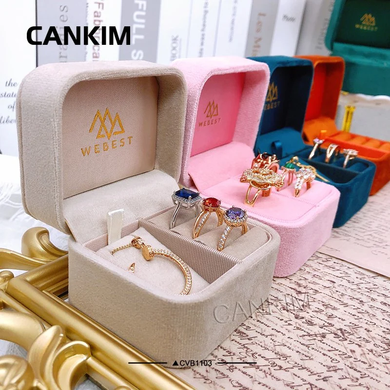 Cankim Custom Fashion Velvet Geschenkbox Velvet Boxen Verpackung Schmuck Samt Box für Ring und Anhänger Halskette