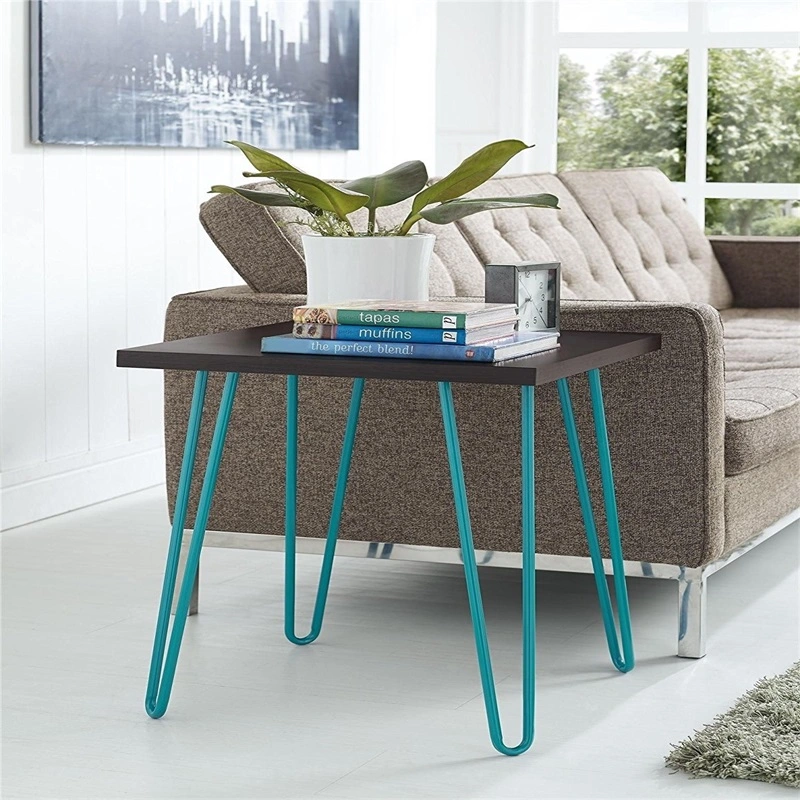 Wooden Side Table for Garden/Living Room with Metal Feet