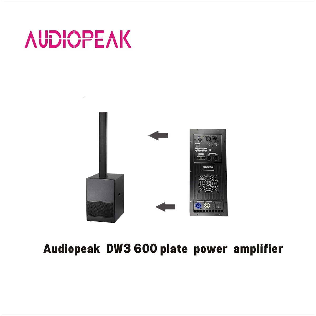 Amplificador de potencia de placa de clase D de 3 canales Audiopeak para altavoces activos