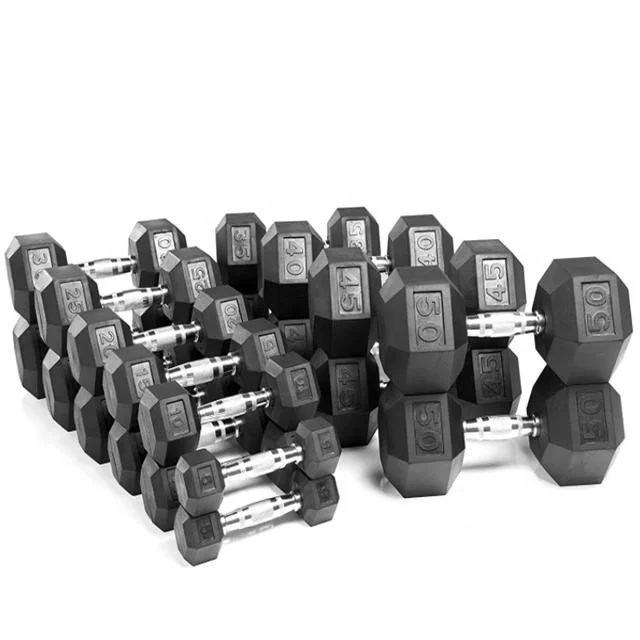 Gym Bodybuilding Equipment Fixed Black Hexagonal Dumbbells