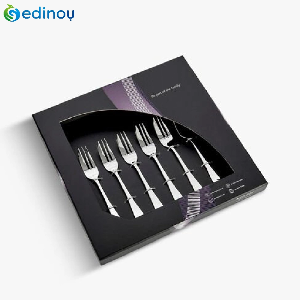 Tableware Transparent PVC Window-Opening Box Black Paper Drawer Box Spoons Packaging Box for Spoons/Chopsticks/Knife/Fork