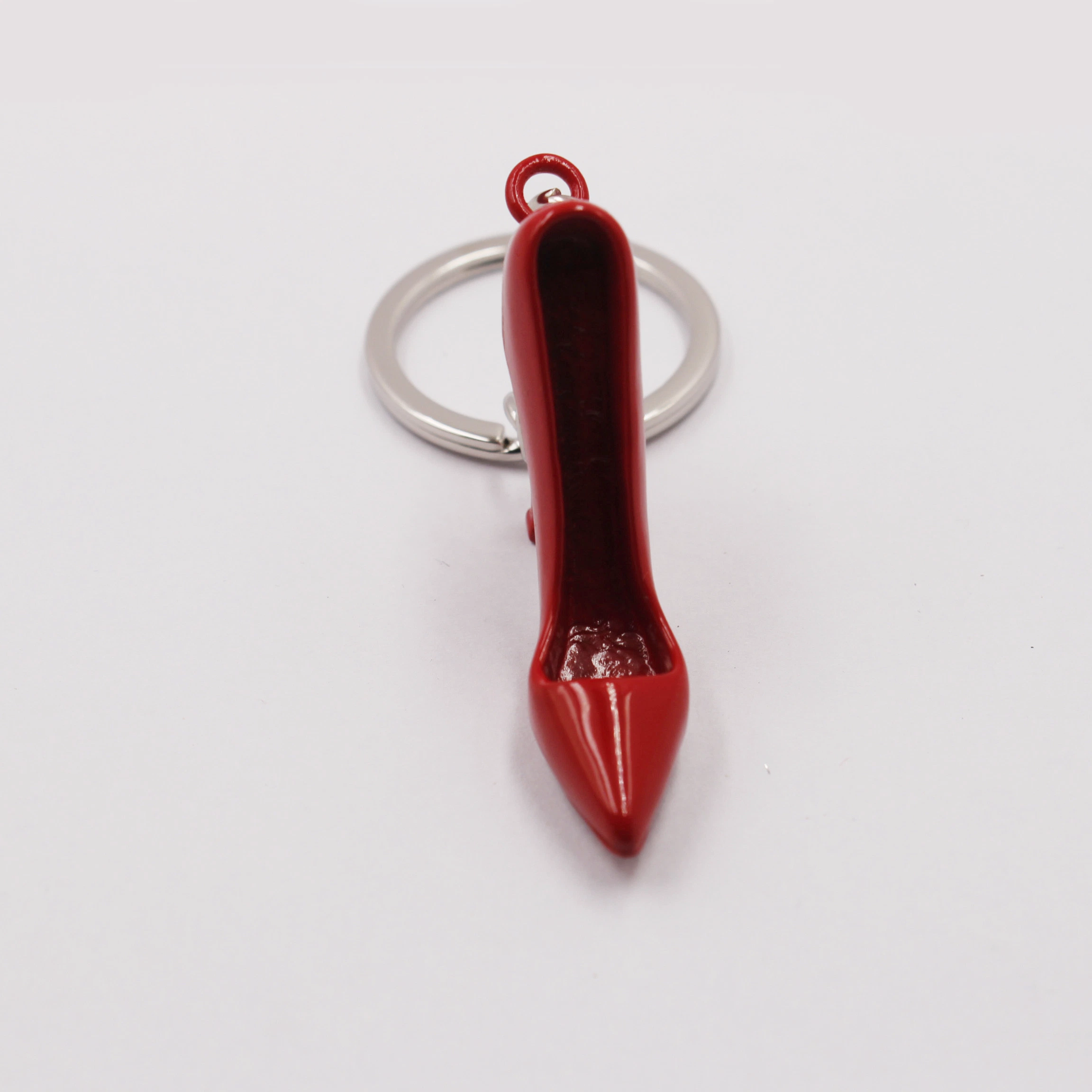 3D Metal Lady Red High-Heeled Shoes Charm Key Ring