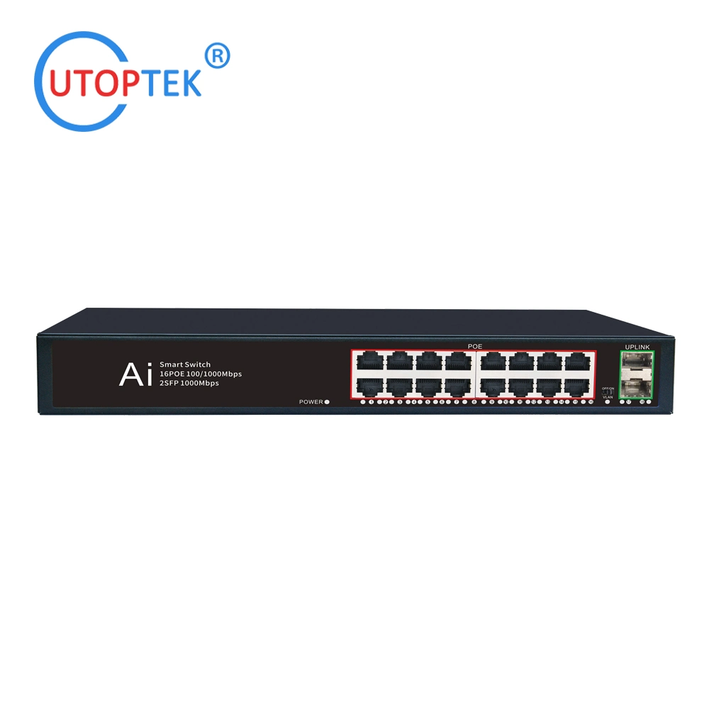 Gigabit 16ports Network Ethernet Poe Switch 10/100/1000Mbps 16 Ports Poe+2 Ge SFP Transceiver 250W