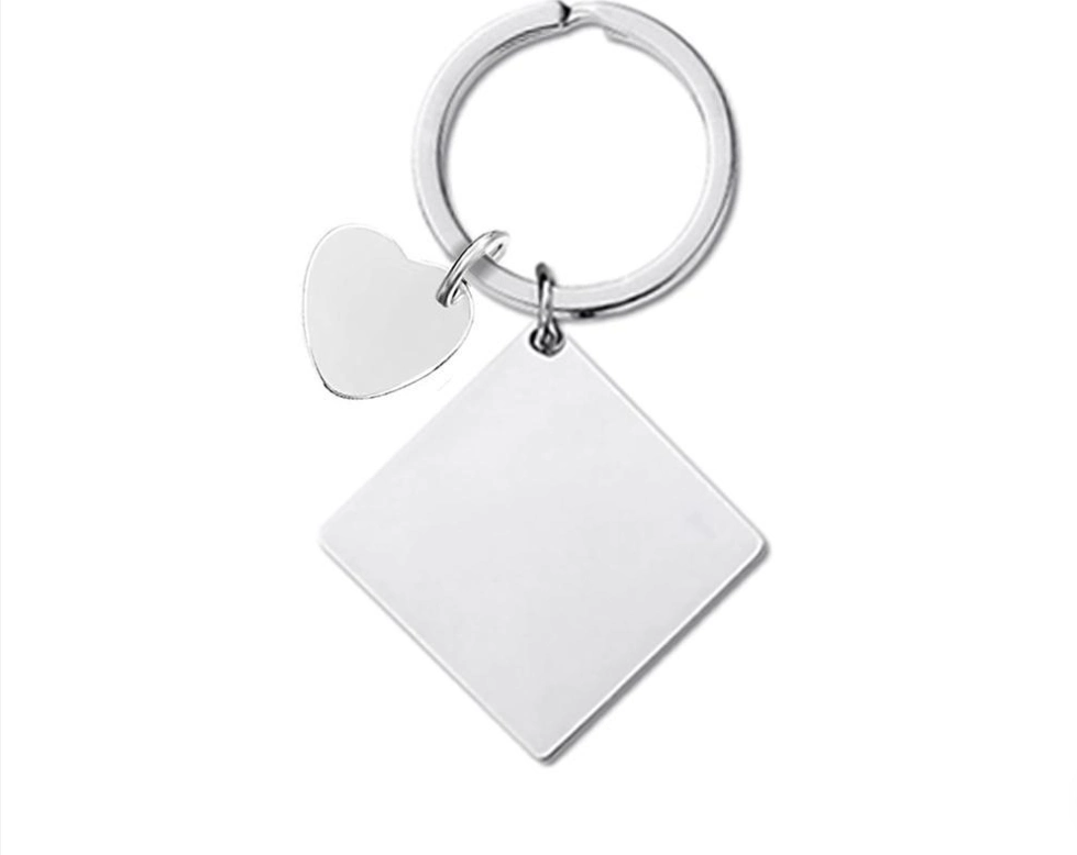 Llavero de metal Nueva Square accesorio material en blanco Regalo de vacaciones Grabado de metal