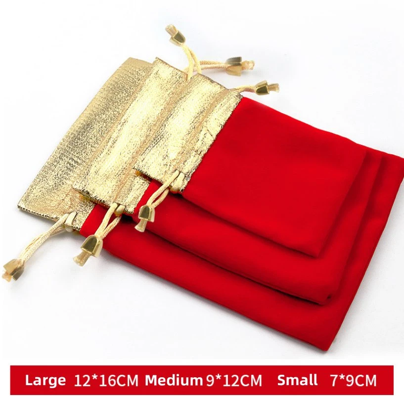 Jewelry Gold-Rimmed Velvet Packaging Bags for Strings and Toys