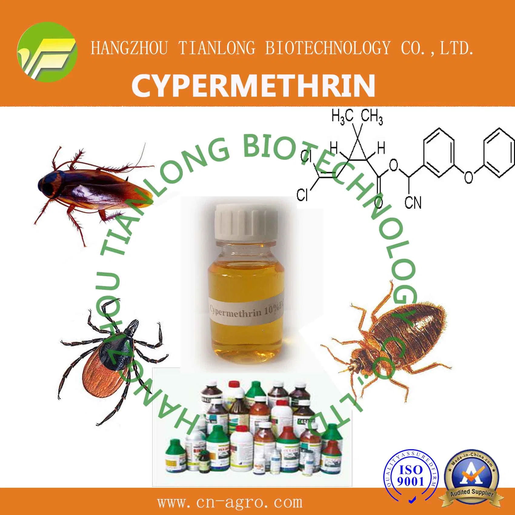 Cypermethrin (95%TC, 5%EC, 10%EC, 20%EC, 25%EC)-Insecticide