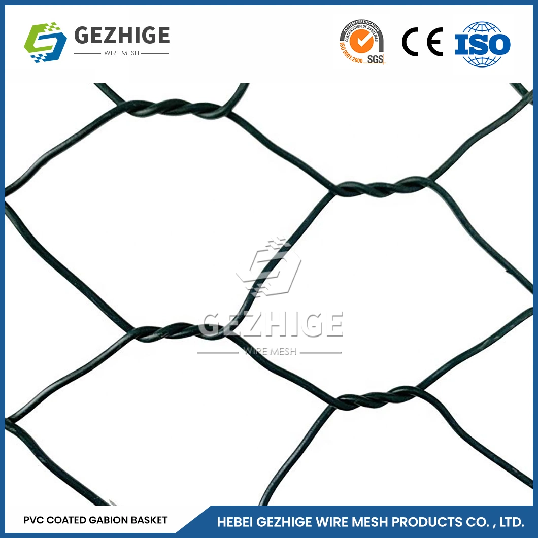 Gezhige 60X80 mm Hexagonal Mesh Wire Gabion Manufacturers 2.0-4.0mm Wire Thickness Galvanized PVC Coated Gabion China 2.0*0.5*0.5 M Gabion Wires - Galvanized