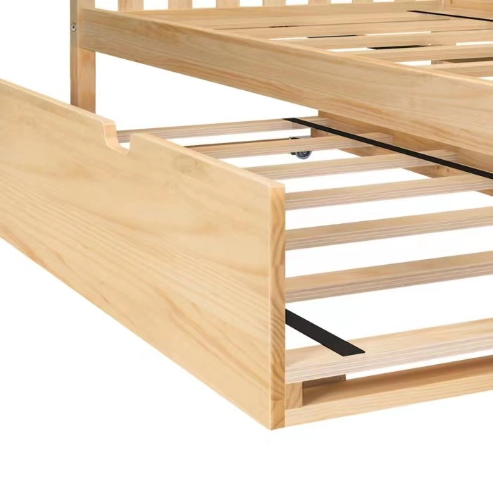 Best Selling Full Size Bed Furniture Natural Single Daybed Frame Twin Platform Trundle Bed