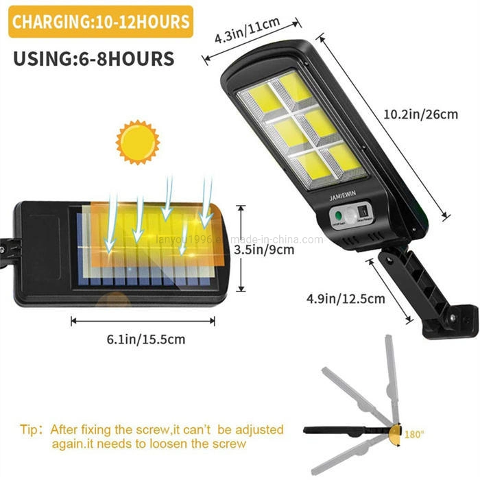 3 Modes d'éclairage Lampadaire solaire extérieur étanche avec détecteur de mouvement Lampe murale LED