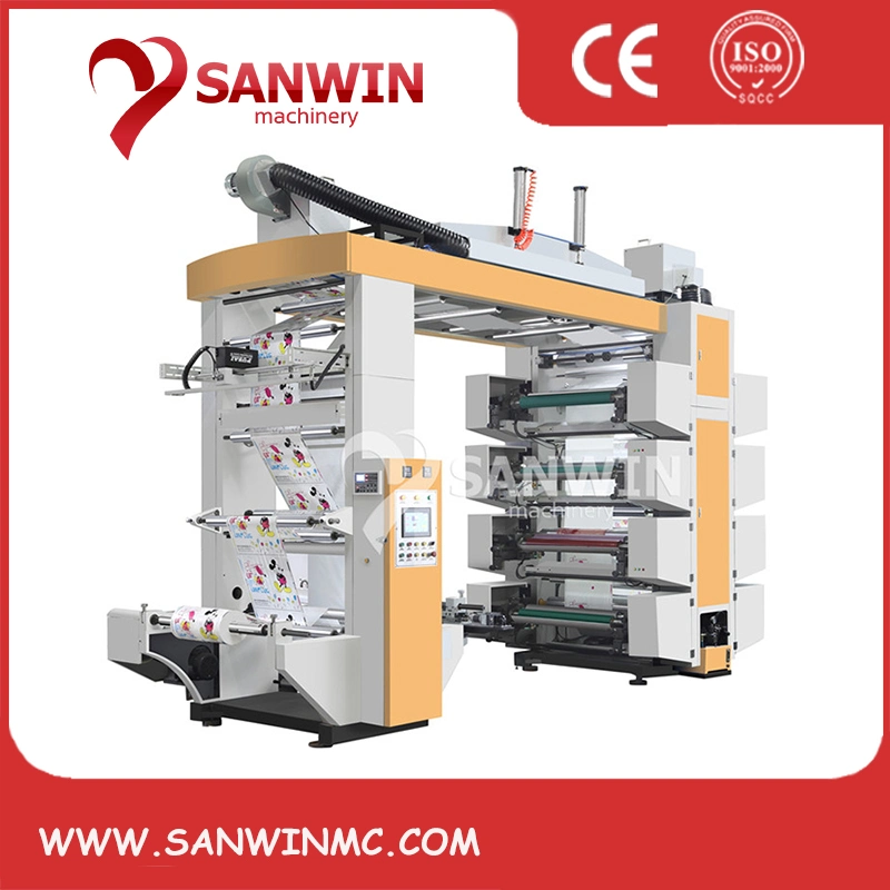 High Speed 2 4 6 8 Color Paper Plastic Film Non Woven Bag Flexographic Flexo Printing Machine