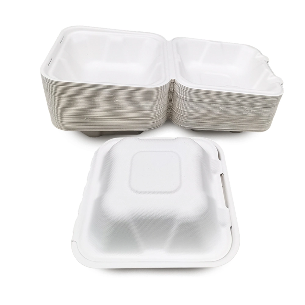 Customized Eco-Friendly Biodegradable Sugarcane Bagasse Microwave Paper Bento Takeaway Take out Compostable Disposable Food Packaging Container Lunch Box