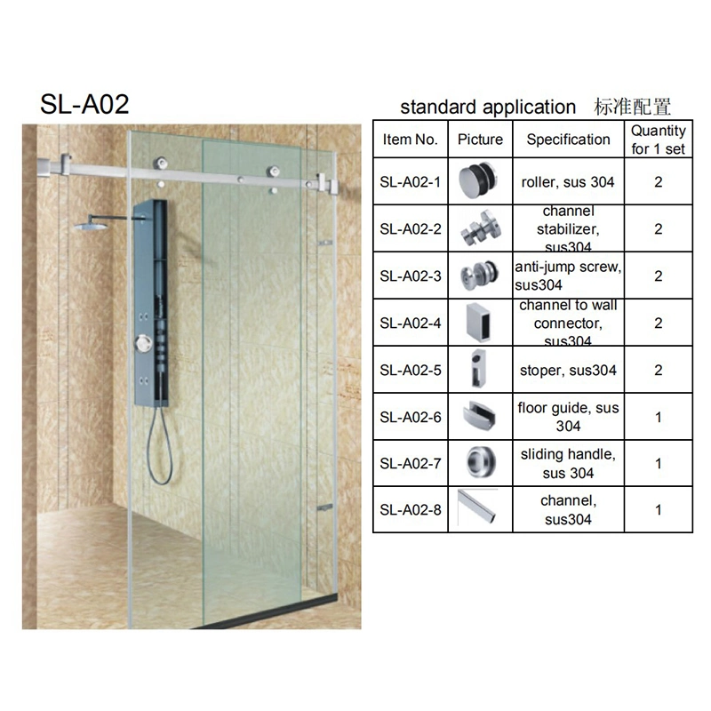 Shower Room Glass Sliding Door Stainless Steel Hardware Accessories