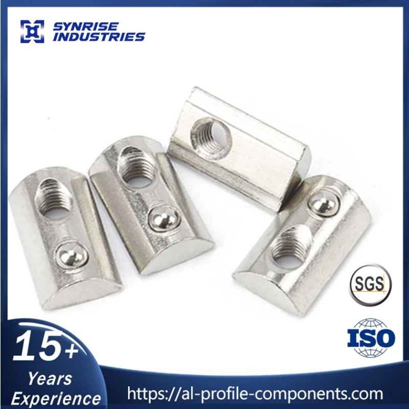 Steel Zinc M4/M5/ M6/M8 Thread Square Base T Nuts 10 Slot Slide in T-Slot Nuts with Ball Spring