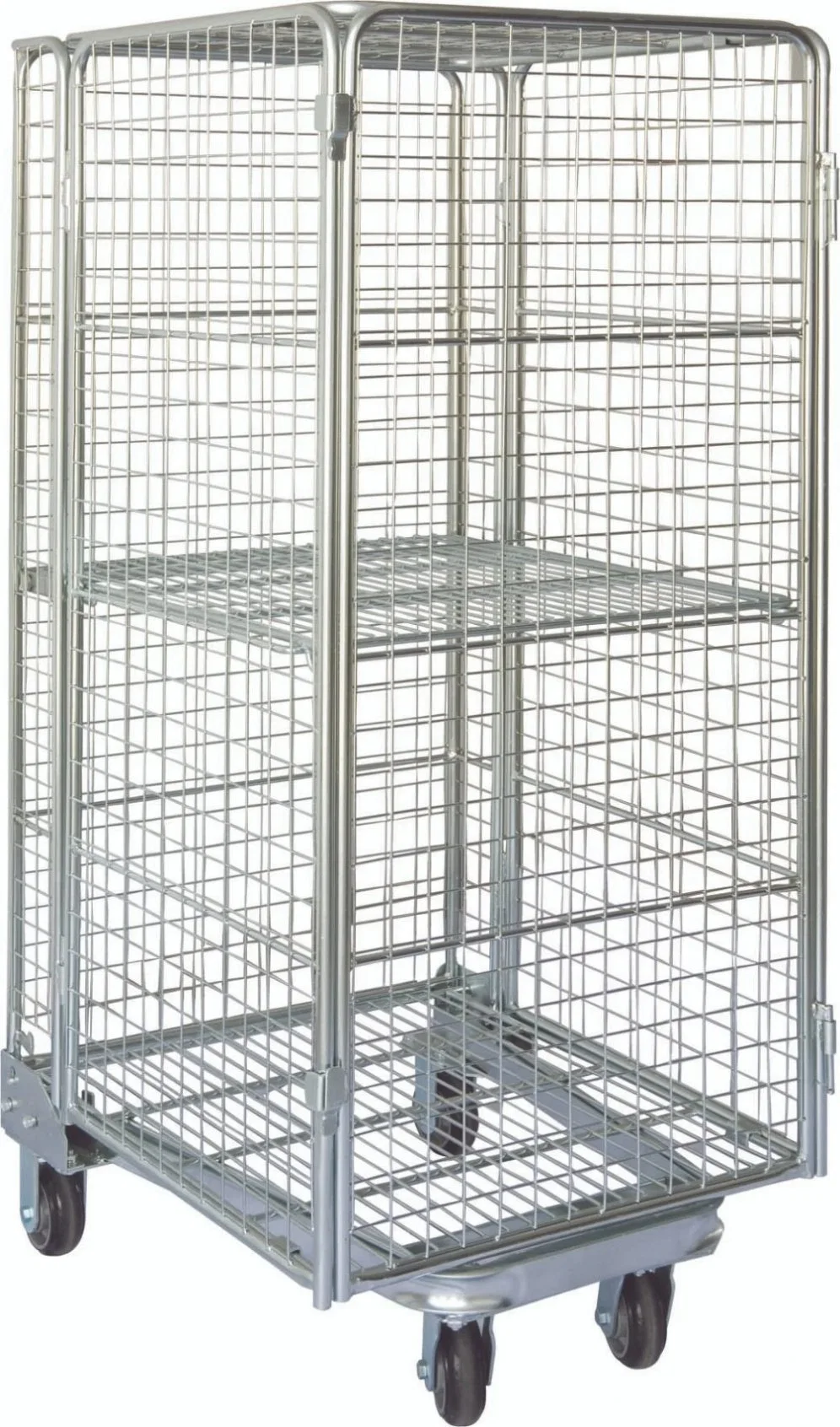 Galvanized Warehouse Logistics Nestable Foldable Steel Wire Mesh Roll Cage Pallet for European Supermarket