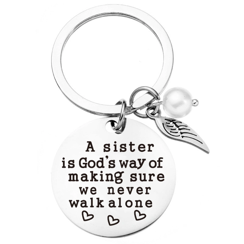 Heart Shape Stainless Steel Hollow out Keychain Mother and Daughter Keyring Gift for Family Keychain