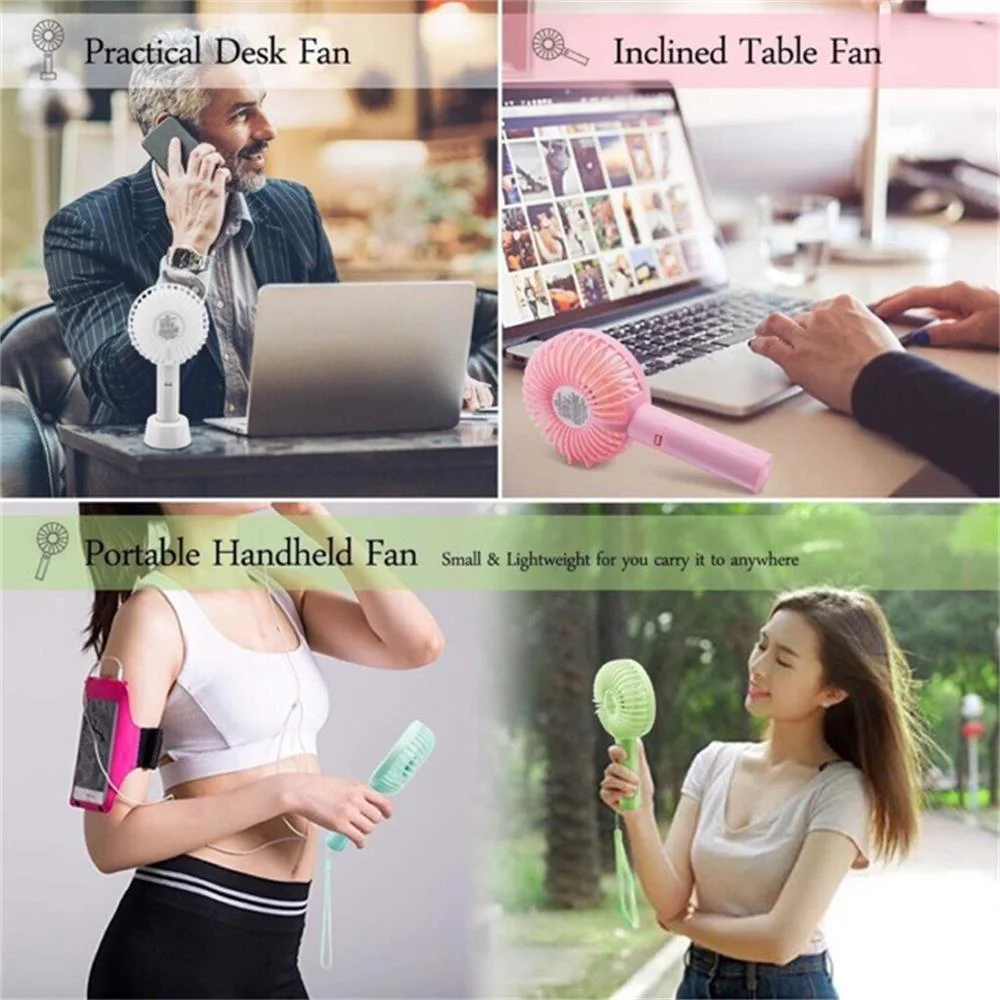 Portable USB Handheld Ceiling Fan Lash Table Fan Rechargeable Mini Fan