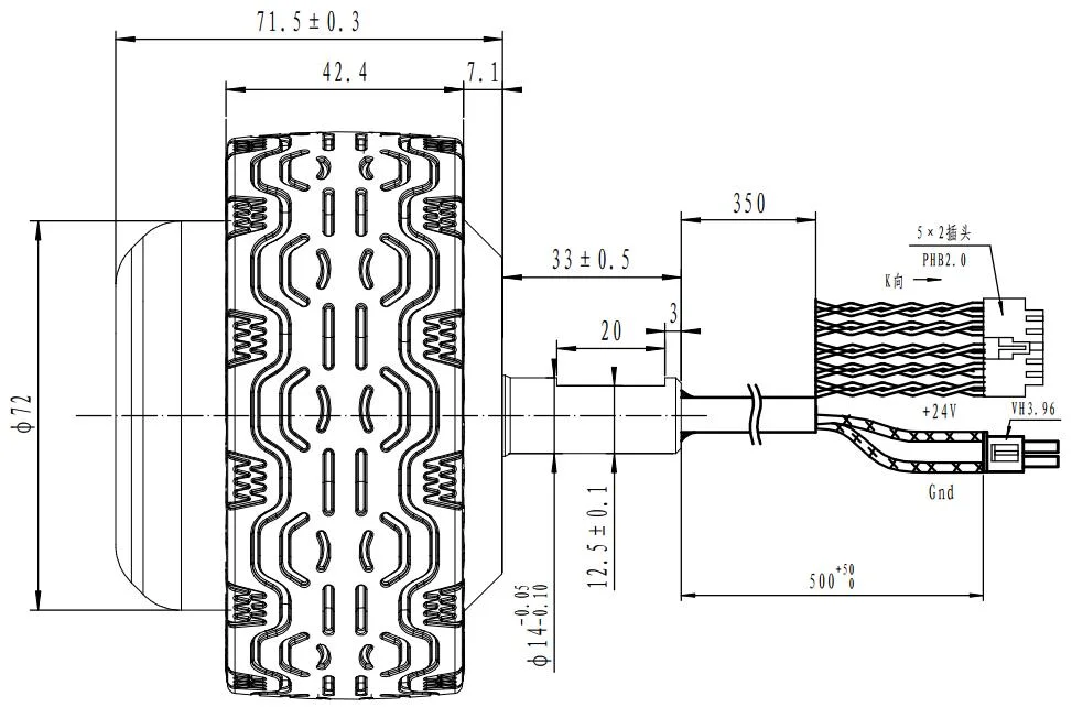 Dmke IP65 100 مم 110 مم 140 مم 4.5 بوصة 24 فولت 30 وات - 150 وات 1.1n. M 2.2 نانومتر Mobile Robot Drive بدون فرشاة DC Servo Hub عجلة موتو