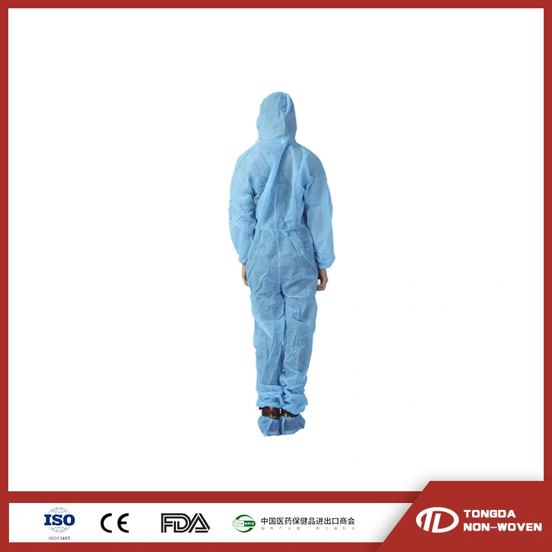 Fully Body Dust Proof Non Woven Protective Safety Disposable Hooded Without Boot SMS PP Coverall