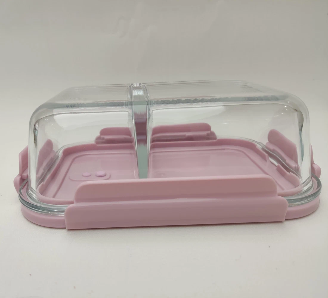 Food Container Travel Glassware Microwaveable Oven Safe Borosilicate Glass Lunch Box with Partition