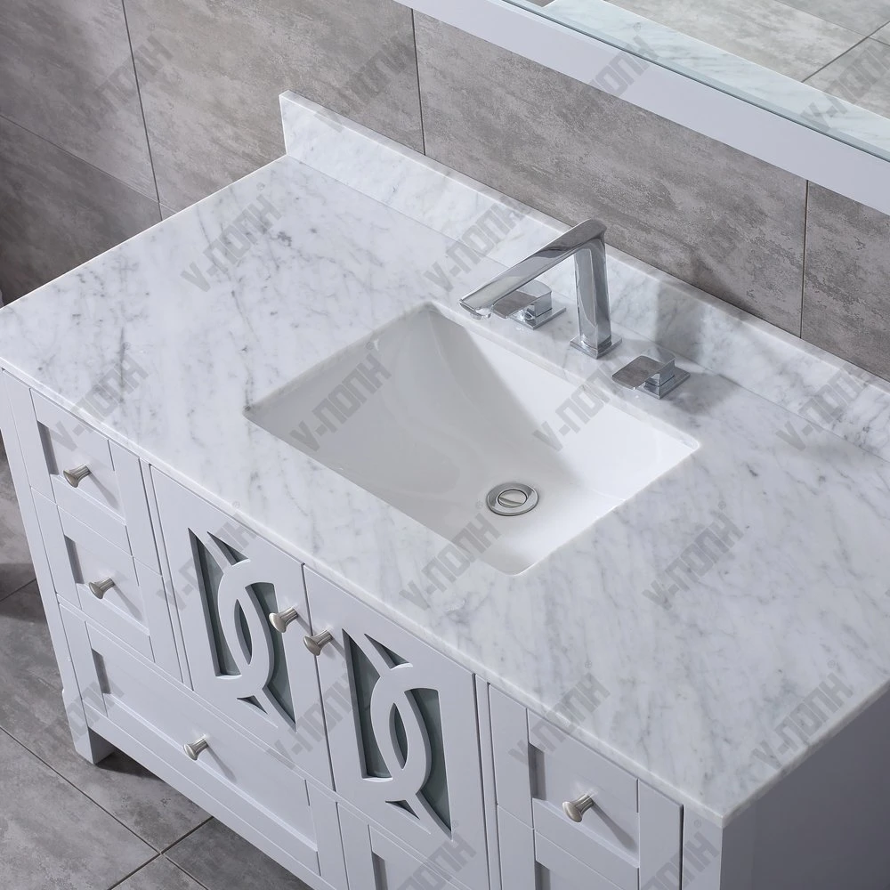 48inch Top Quality Modern Carrara Marble Top Bathroom Vanity Cabinet