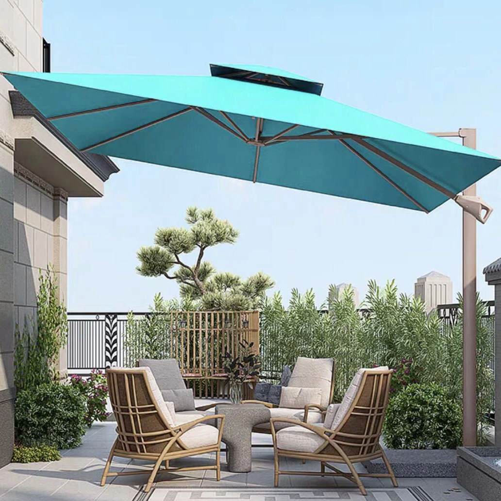 Professional Factory Supplier Outdoor Garden Patio Furniture Cantilever UV-Resistant Swimming Pool Sun Umbrella Parasol for Hotel Privacy Villa
