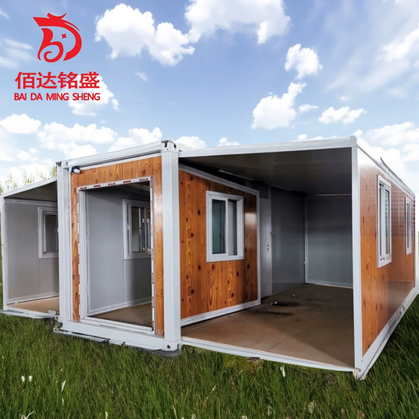 3 Bedroom Prefab Home Glass Walls Cheap Prefab Mini Tiny Container 2 Bed Home Bathroom Light Gauge Steel Structure Frame Expandable House