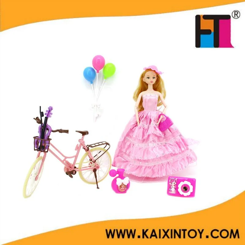 Christmas Gift Girls Fashion Doll Plastic Toys Doll for Girl with Bike