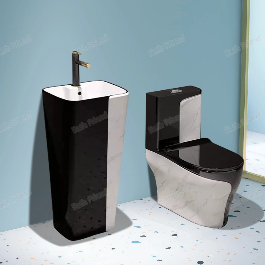 حمام مجموعة ألوان Indoro Lavabo بلون واحد من Chaoتشو Sanitary مرحاض نصف أسود