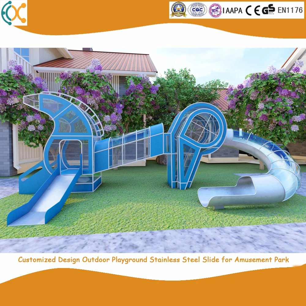 Plane Design Playground Outdoor Stainless Steel Tunnel Slide