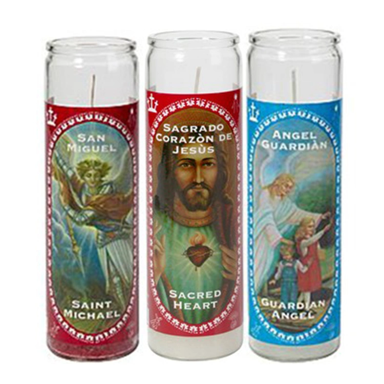 Atacado High Quality colorido Natural Wax 7 Day Church Prayer Religiosos Pillar velas