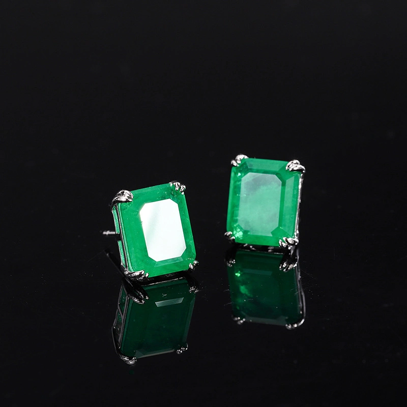 Синтетические Emerald 925 драгоценных камней серебристые украшения,