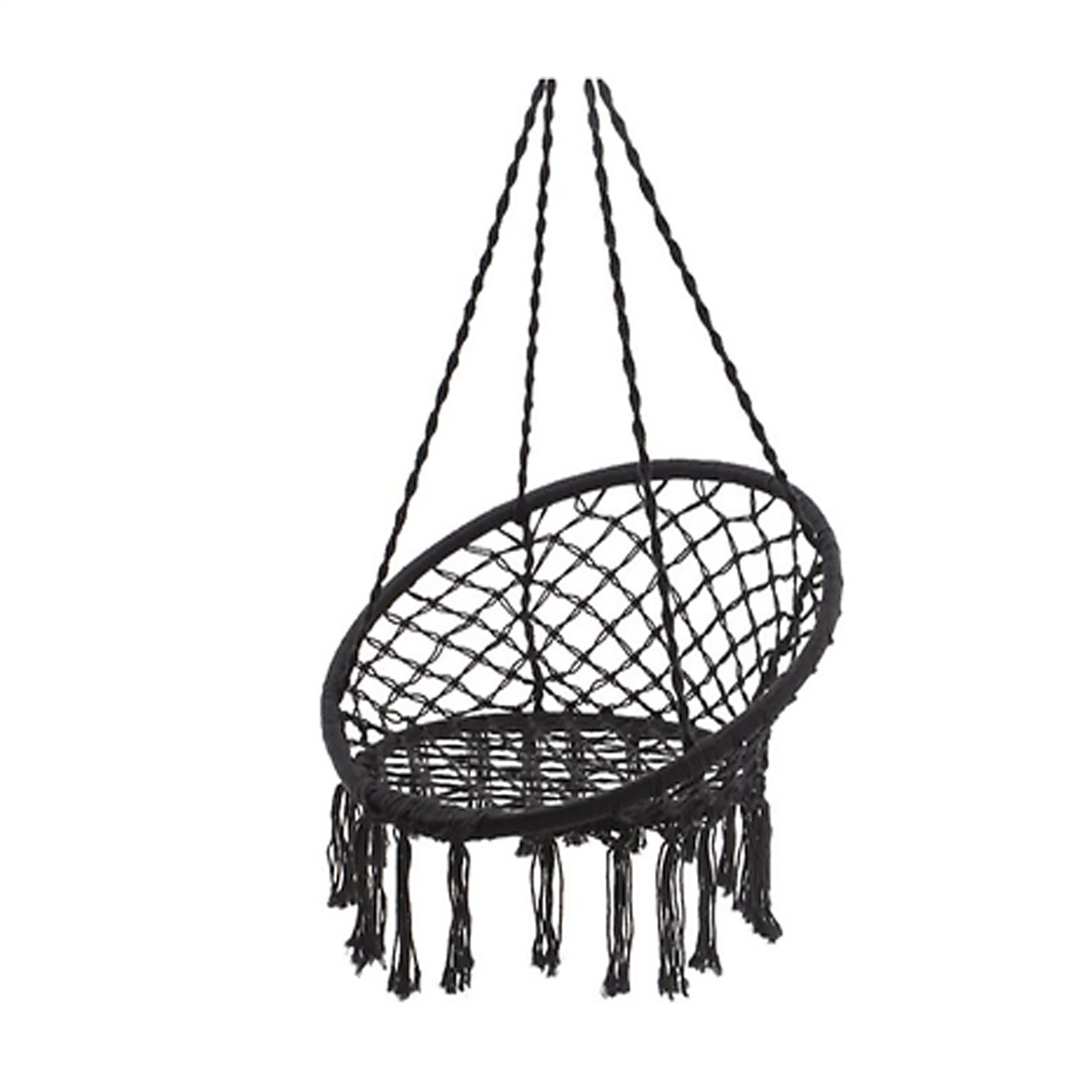 Round Rope Macrame Hammock Hanging Swing Chair with Iron Pipe