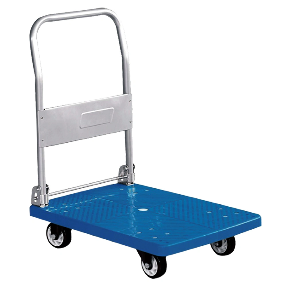 pH150p 150kg Load Heavy Duty Plastic Flatbed Push Cart Dolly Foldable Platform Hand Trolley Cart Truck