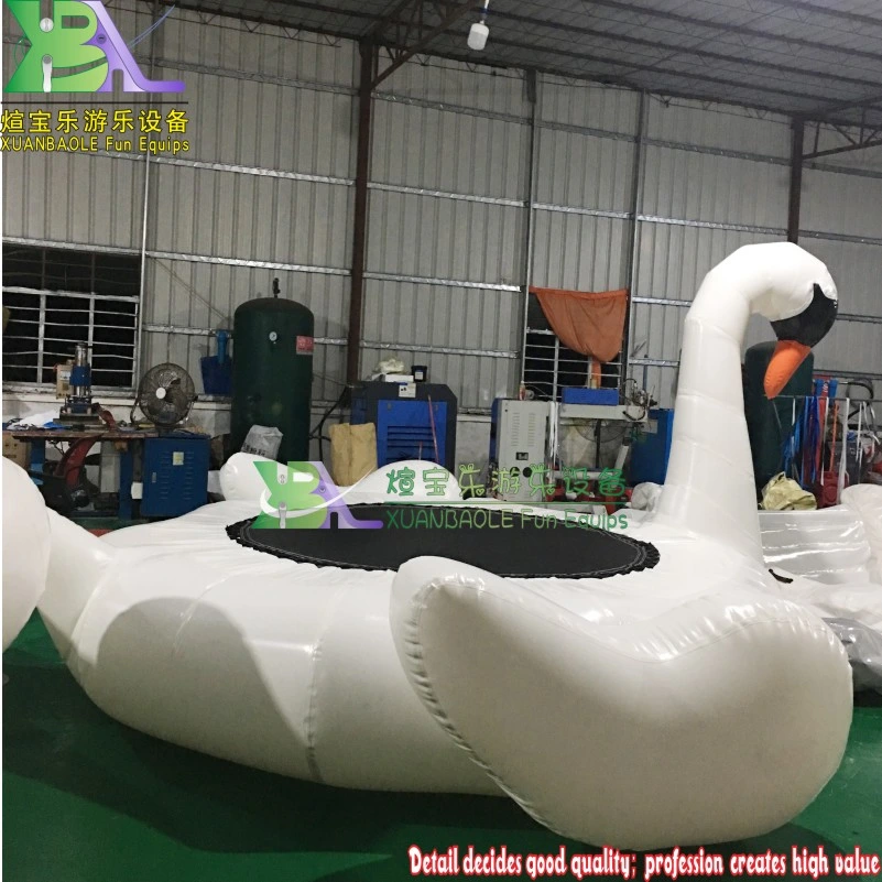 Inflatable White Swan Floating Water Trampoline Adult Floating Jumping Bed