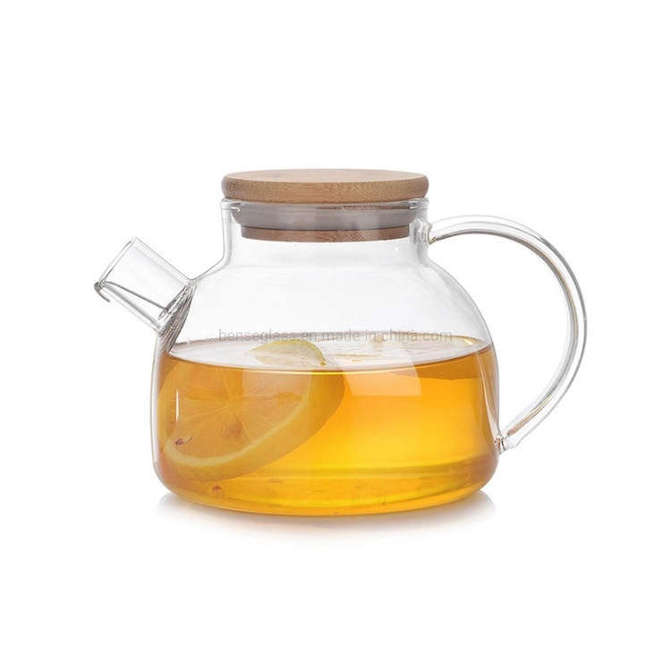 500 ml de vidrio de borosilicato personalizado el té de la olla de la estufa y hervidor de agua juego Kung Fu tetera con tapa de bambú