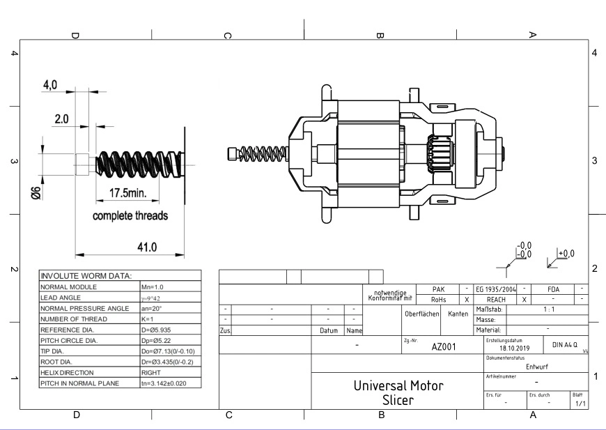 Slicer Universal Electrical Electric Powerful Motor 5440 with Worm Shaft