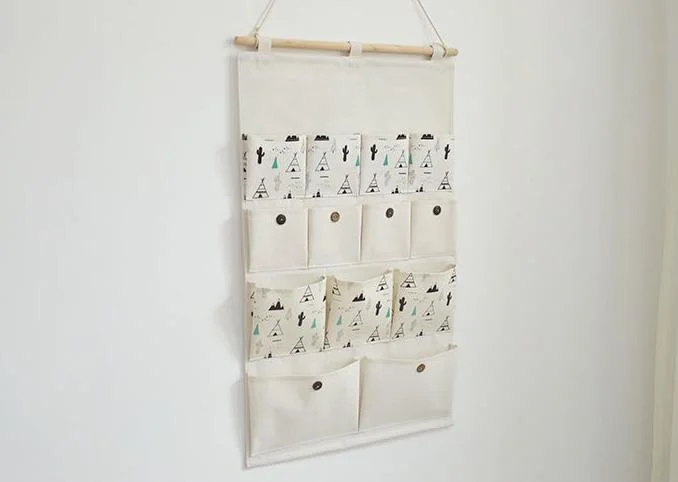 High quality/High cost performance Linen Hanging Organizer Bag Folding Wall Organizer Home Storage Bag