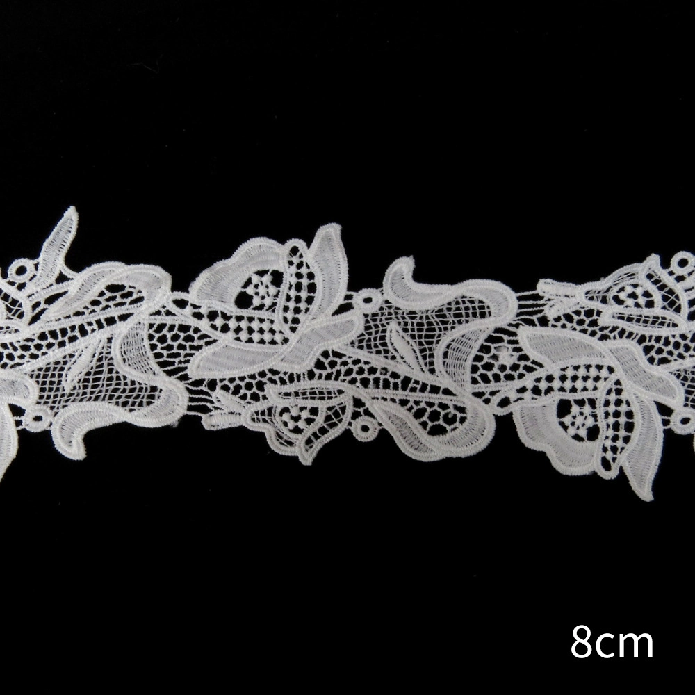Fashion Water Soluble White Embroidered Lace Trimming Guipure Lace