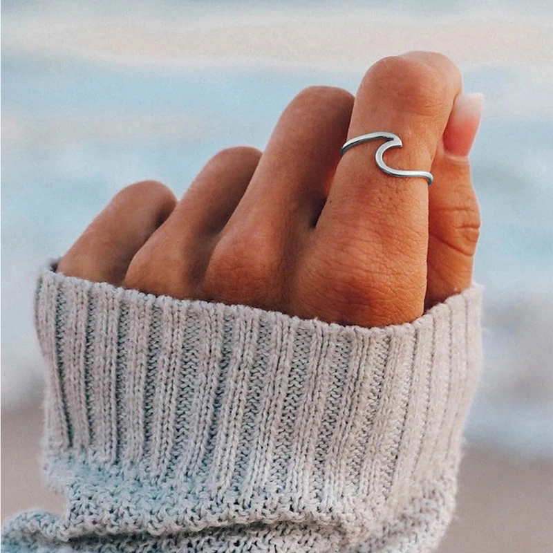 Wave Ring Women's Simple Titanium Steel Hand Jewellery Wholesale Finger Ring