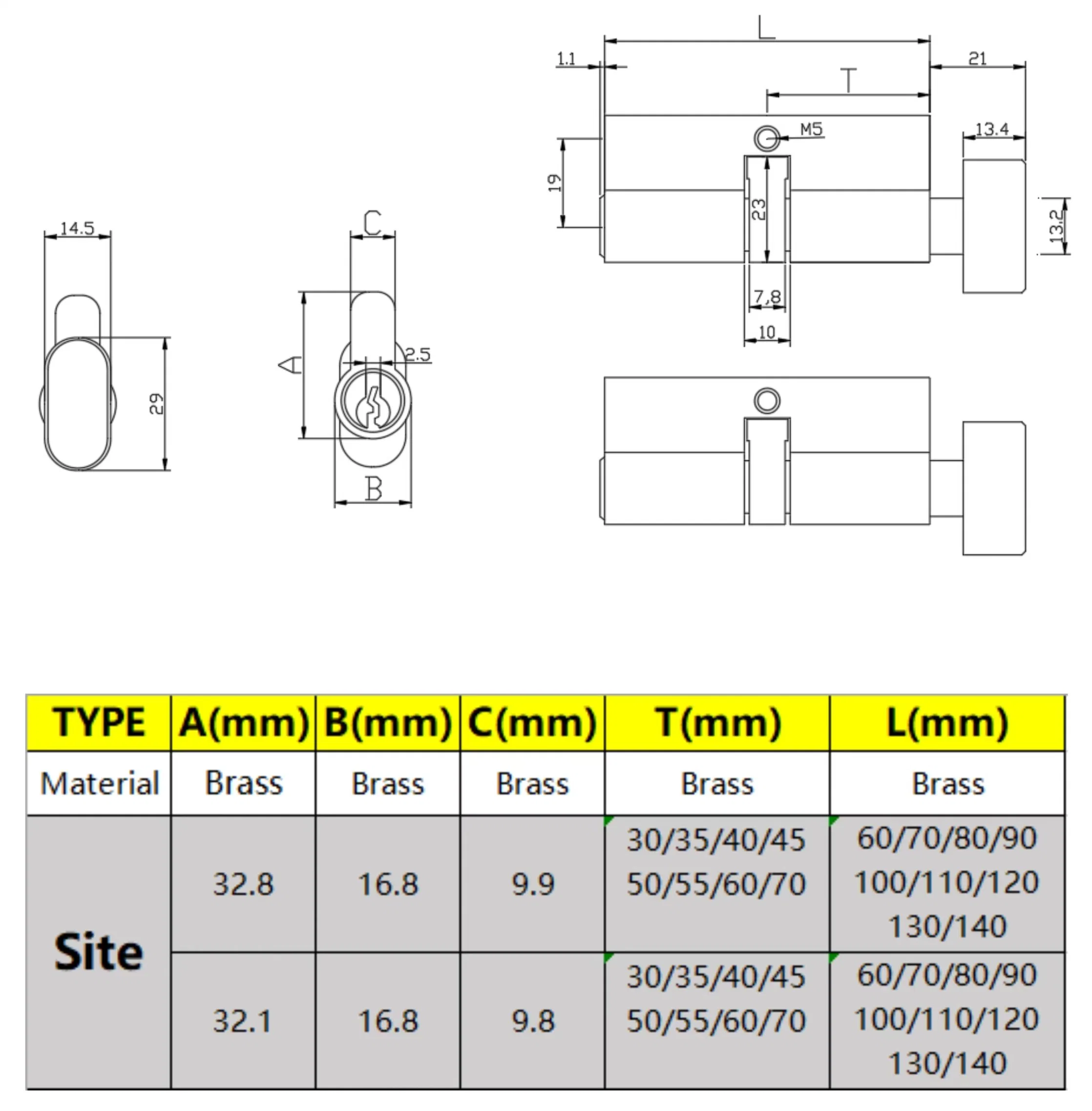 Personalizable Europeo Zinc aluminio Acero Seguridad Hierro Seguridad Caja de latón Bloquear el cuerpo del cilindro