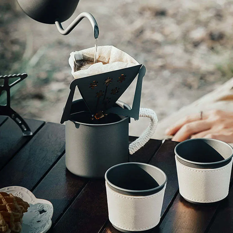 Camping Coffee Kit Hand Punching Pot Cup with Filter Paper 6PCS