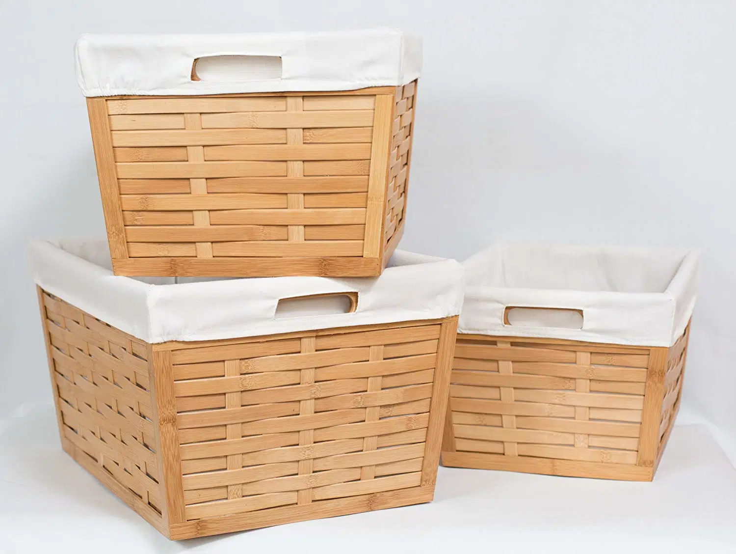 Tres piezas Custom-Made de anidación de bambú con canastas de lienzo de algodón camisas